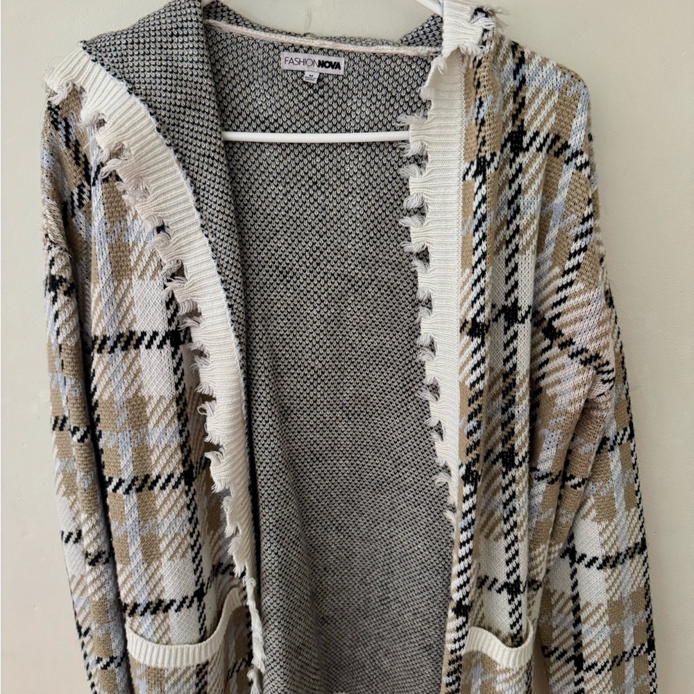 Fashion Nova Black and White Cardigan Sweater
